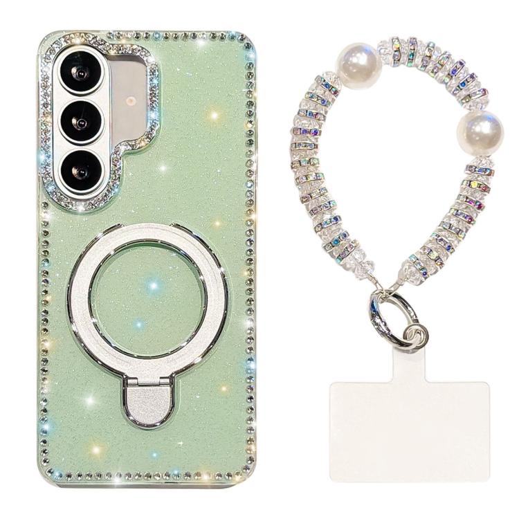 For Samsung Galaxy A57 5G Double-Sided IMD Rhinestone Magnetic Holder Shockproof Phone Case With Bracelet