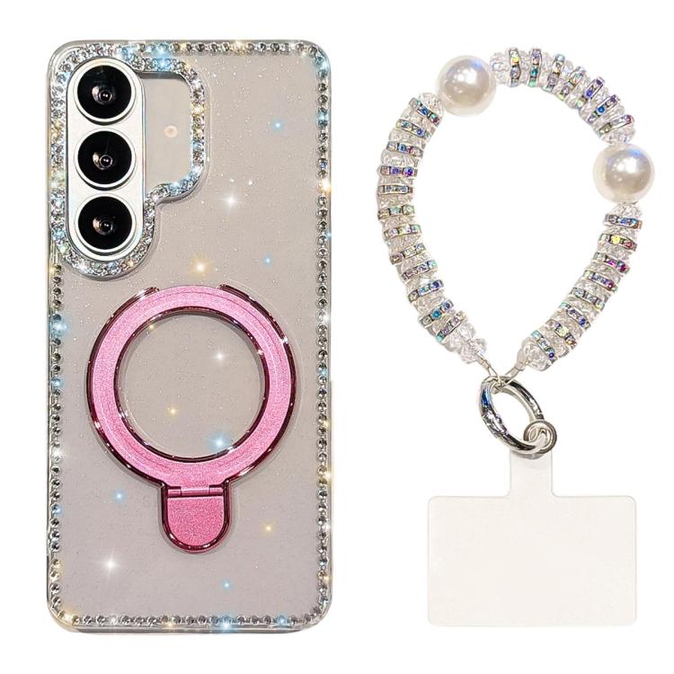 For Samsung Galaxy A37 5G Double-Sided IMD Rhinestone Magnetic Holder Shockproof Phone Case With Bracelet