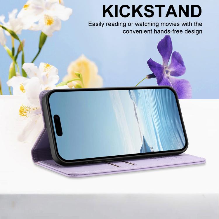 For Honor 70 Lite Peony Embossed Magnetic RFID Vegan Leather Phone Case