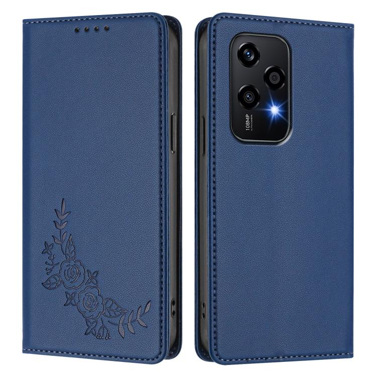 For Honor 200 Lite Global Peony Embossed Magnetic RFID Vegan Leather Phone Case