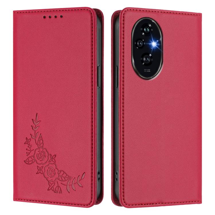 For Honor 200 Pro Global Peony Embossed Magnetic RFID Vegan Leather Phone Case