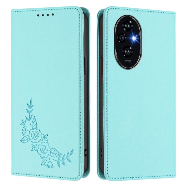 For Honor 200 Pro Global Peony Embossed Magnetic RFID Vegan Leather Phone Case