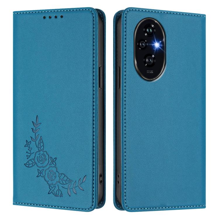 For Honor 200 Pro Global Peony Embossed Magnetic RFID Vegan Leather Phone Case