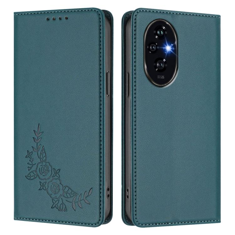 For Honor 200 Pro Global Peony Embossed Magnetic RFID Vegan Leather Phone Case