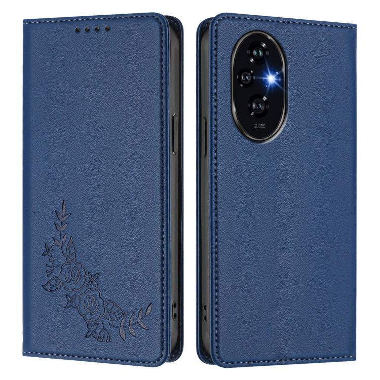 For Honor 200 Pro Global Peony Embossed Magnetic RFID Vegan Leather Phone Case