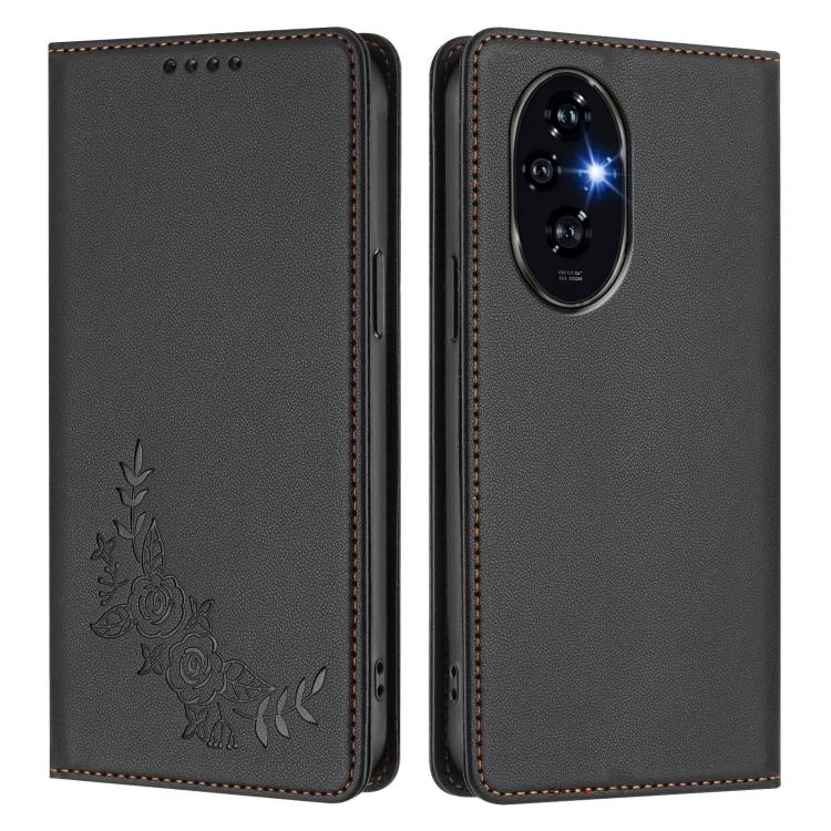 For Honor 200 Pro Global Peony Embossed Magnetic RFID Vegan Leather Phone Case