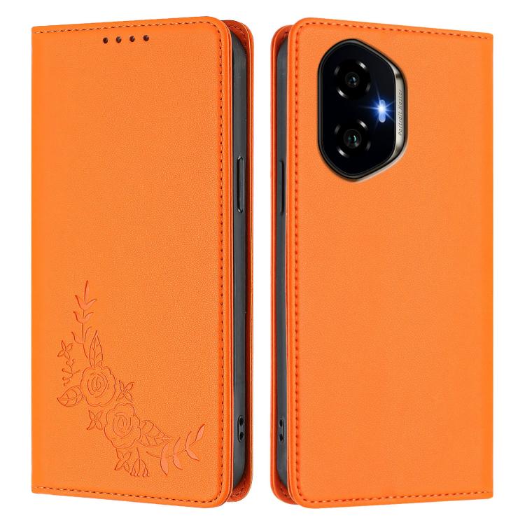 For Honor 300 Peony Embossed Magnetic RFID Vegan Leather Phone Case