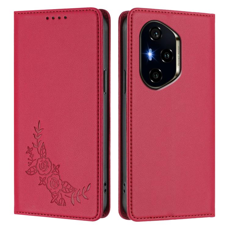 For Honor 300 Pro / 300 Ultra Peony Embossed Magnetic RFID Vegan Leather Phone Case