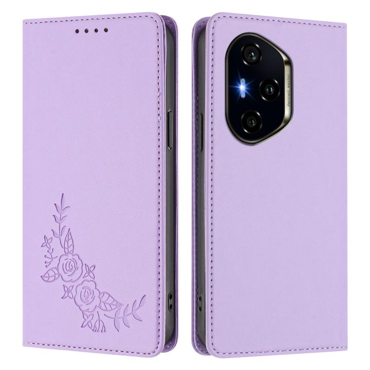 For Honor 300 Pro / 300 Ultra Peony Embossed Magnetic RFID Vegan Leather Phone Case