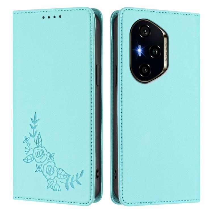 For Honor 300 Pro / 300 Ultra Peony Embossed Magnetic RFID Vegan Leather Phone Case
