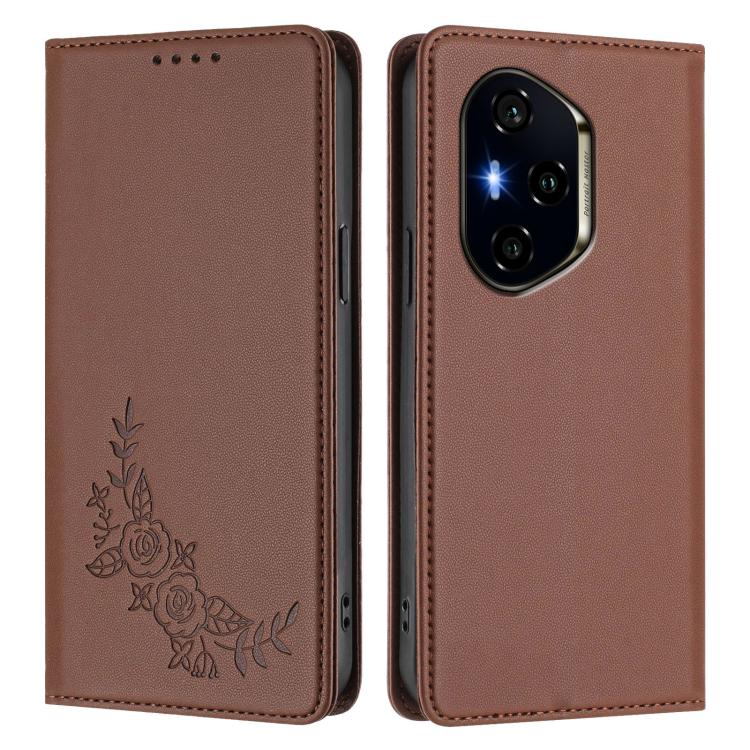 For Honor 300 Pro / 300 Ultra Peony Embossed Magnetic RFID Vegan Leather Phone Case