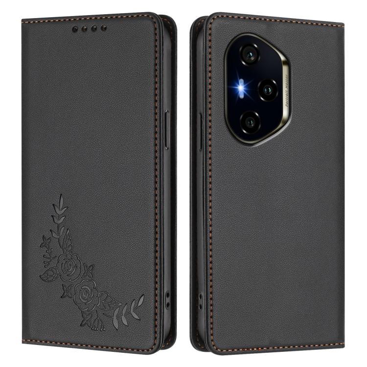 For Honor 300 Pro / 300 Ultra Peony Embossed Magnetic RFID Vegan Leather Phone Case