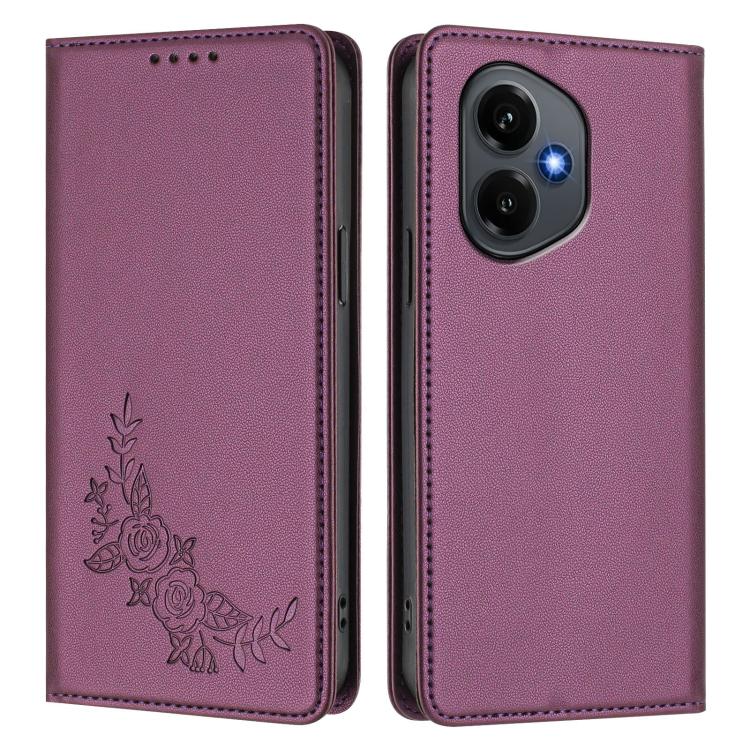 For Honor 400 Global 156.5mm Peony Embossed Magnetic RFID Vegan Leather Phone Case