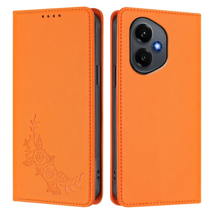 For Honor 400 Global 156.5mm Peony Embossed Magnetic RFID Vegan Leather Phone Case