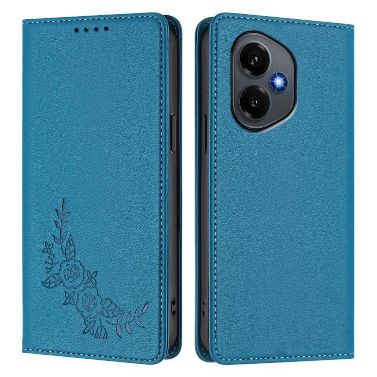 For Honor 400 Global 156.5mm Peony Embossed Magnetic RFID Vegan Leather Phone Case