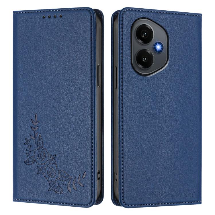 For Honor 400 Global 156.5mm Peony Embossed Magnetic RFID Vegan Leather Phone Case