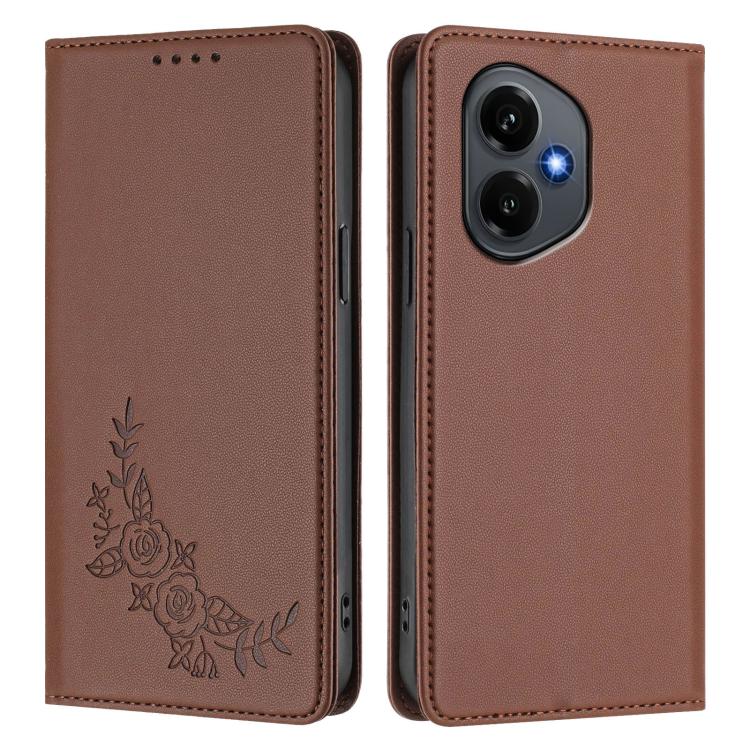 For Honor 400 Global 156.5mm Peony Embossed Magnetic RFID Vegan Leather Phone Case