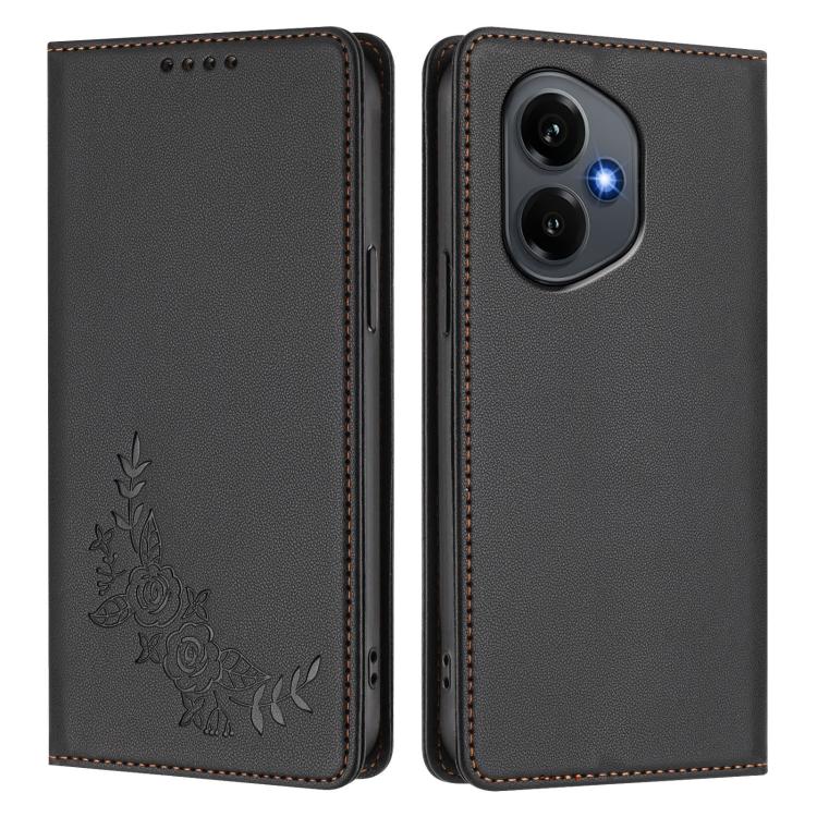 For Honor 400 Global 156.5mm Peony Embossed Magnetic RFID Vegan Leather Phone Case