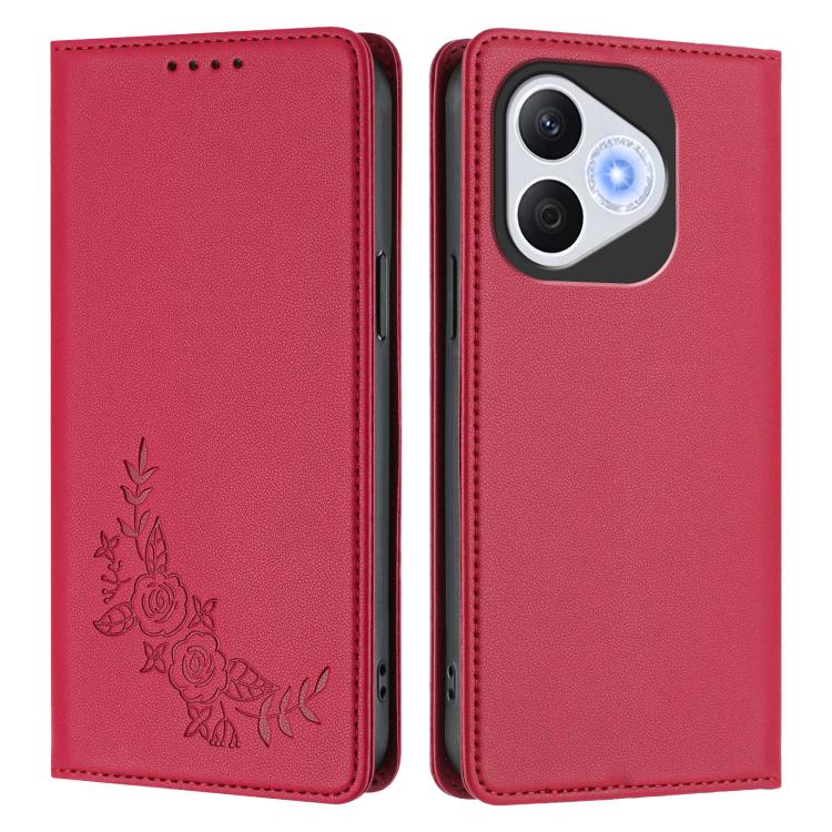 For Honor 400 Lite Global Peony Embossed Magnetic RFID Vegan Leather Phone Case