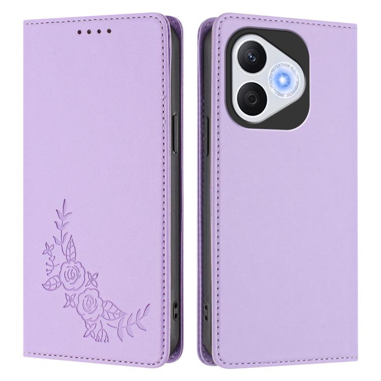 For Honor 400 Lite Global Peony Embossed Magnetic RFID Vegan Leather Phone Case