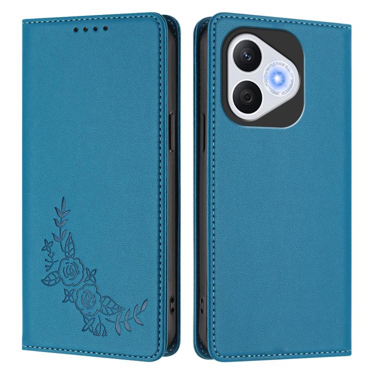 For Honor 400 Lite Global Peony Embossed Magnetic RFID Vegan Leather Phone Case