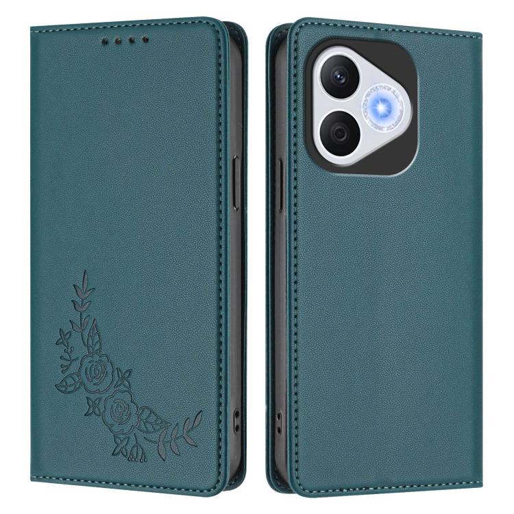 For Honor 400 Lite Global Peony Embossed Magnetic RFID Vegan Leather Phone Case