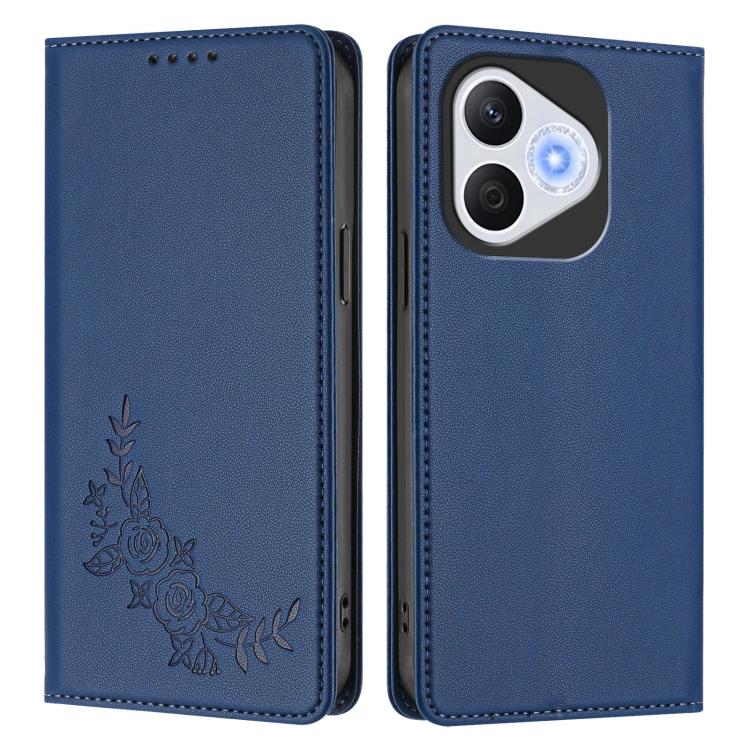For Honor 400 Lite Global Peony Embossed Magnetic RFID Vegan Leather Phone Case