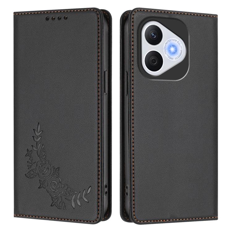 For Honor 400 Lite Global Peony Embossed Magnetic RFID Vegan Leather Phone Case