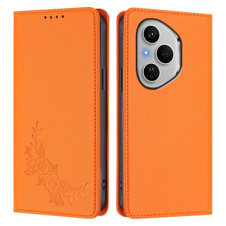 For Honor 400 Pro Global 160.8mm Peony Embossed Magnetic RFID Vegan Leather Phone Case