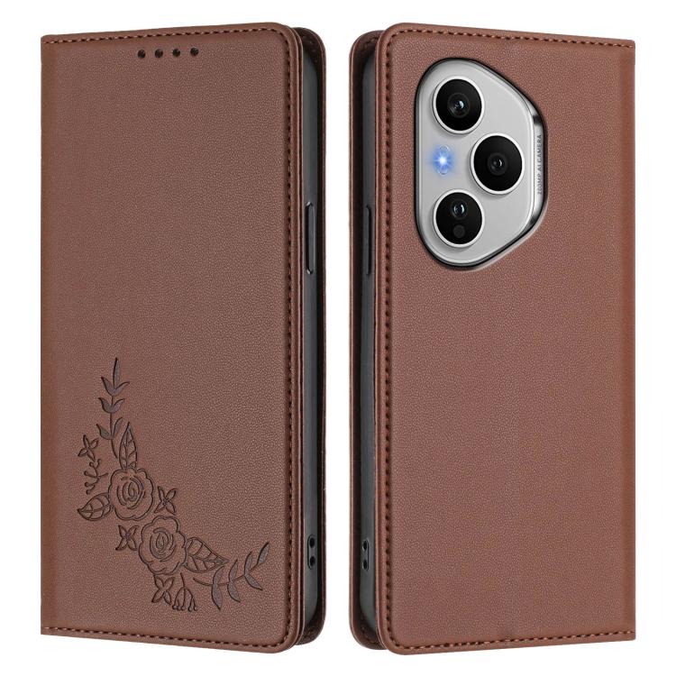 For Honor 400 Pro Global 160.8mm Peony Embossed Magnetic RFID Vegan Leather Phone Case
