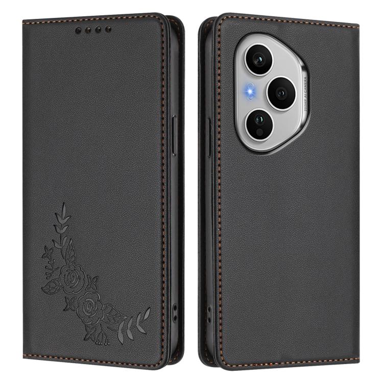 For Honor 400 Pro Global 160.8mm Peony Embossed Magnetic RFID Vegan Leather Phone Case
