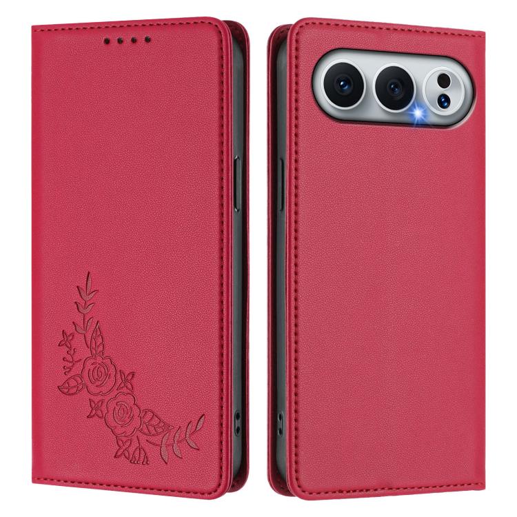 For Honor 500 / 500 Pro Global 155.8mm Peony Embossed Magnetic RFID Vegan Leather Phone Case