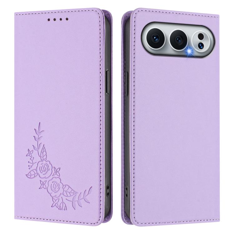 For Honor 500 / 500 Pro Global 155.8mm Peony Embossed Magnetic RFID Vegan Leather Phone Case