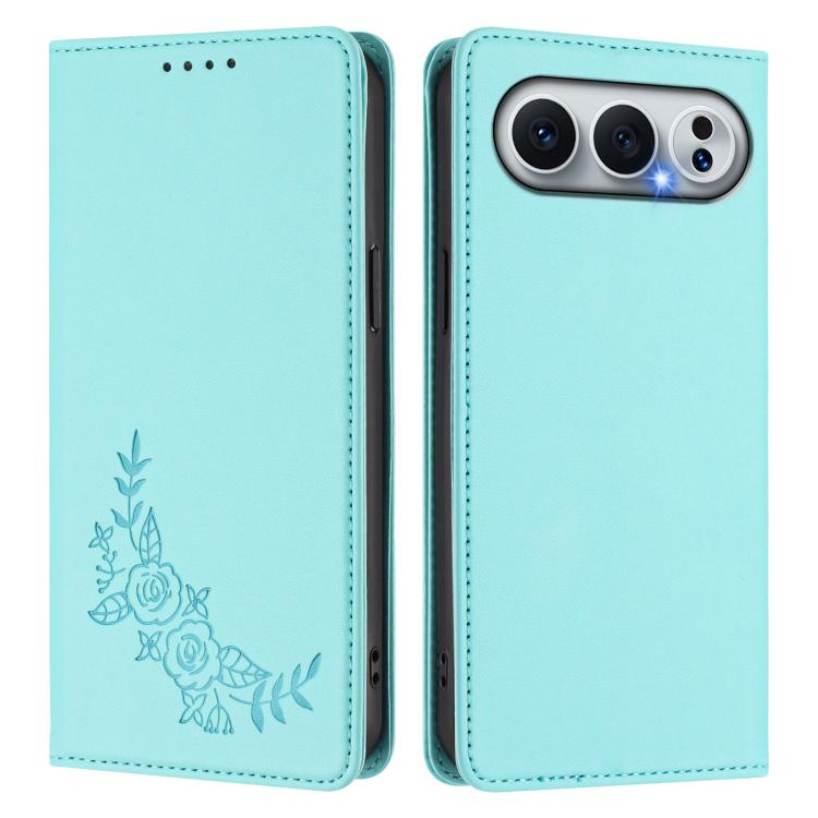 For Honor 500 / 500 Pro Global 155.8mm Peony Embossed Magnetic RFID Vegan Leather Phone Case