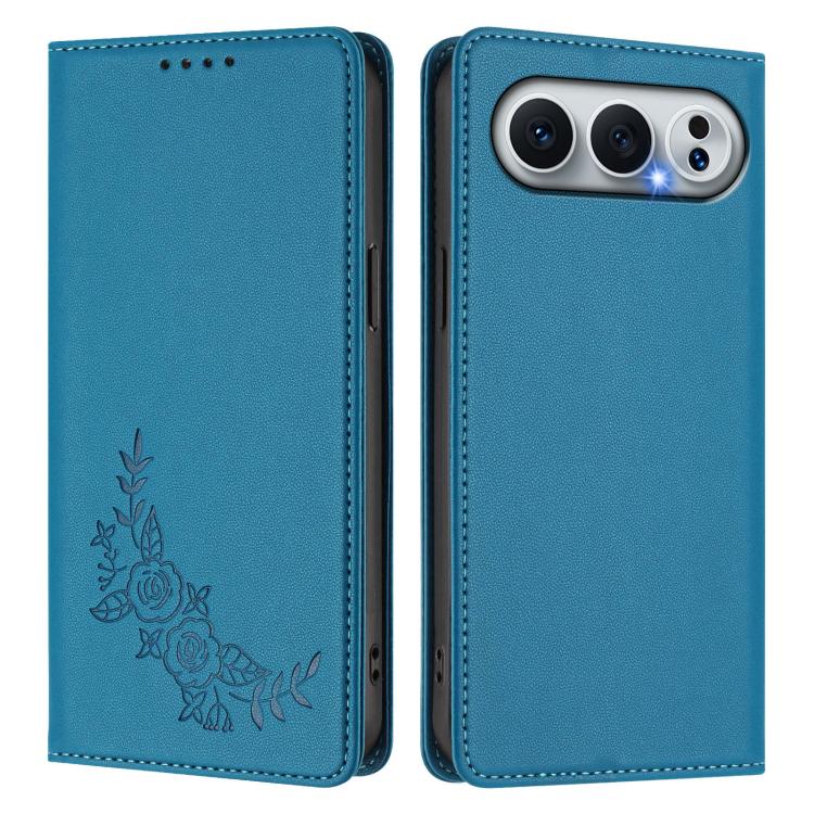 For Honor 500 / 500 Pro Global 155.8mm Peony Embossed Magnetic RFID Vegan Leather Phone Case