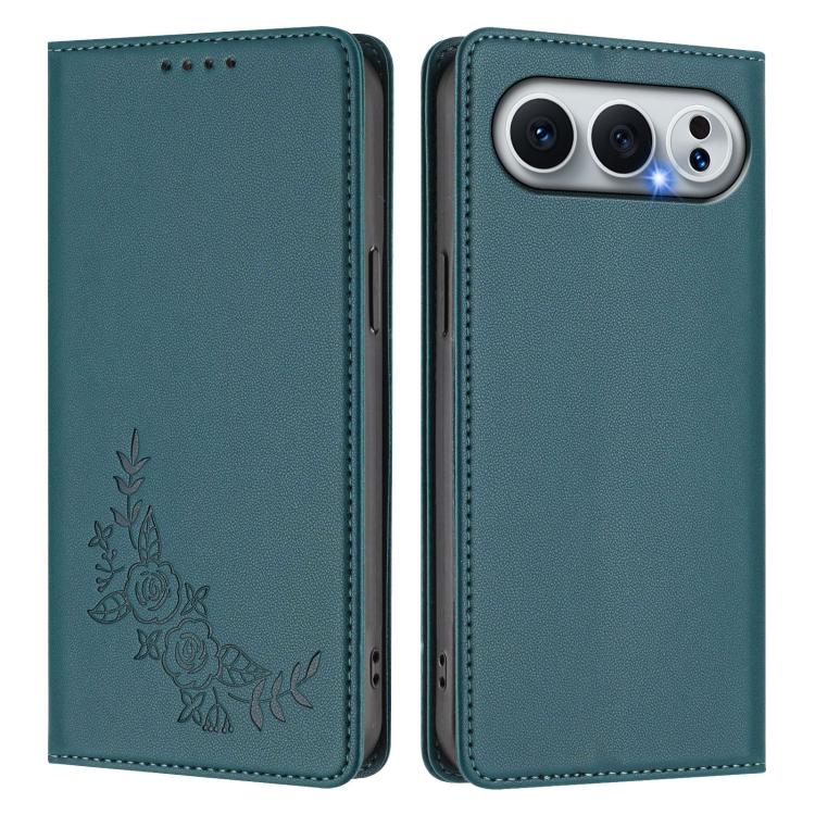 For Honor 500 / 500 Pro Global 155.8mm Peony Embossed Magnetic RFID Vegan Leather Phone Case