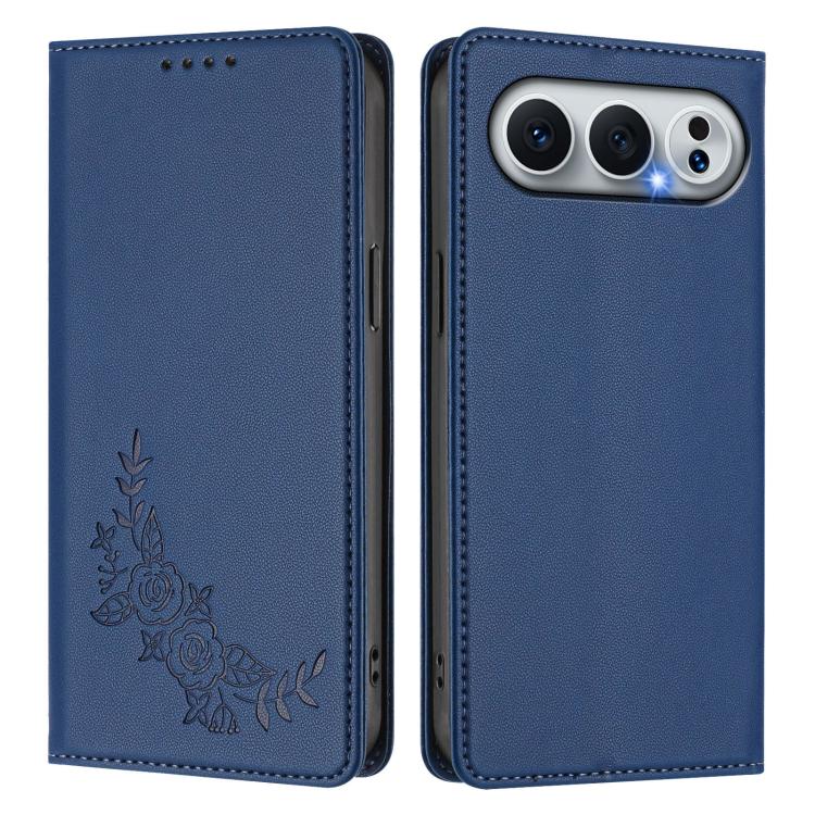 For Honor 500 / 500 Pro Global 155.8mm Peony Embossed Magnetic RFID Vegan Leather Phone Case