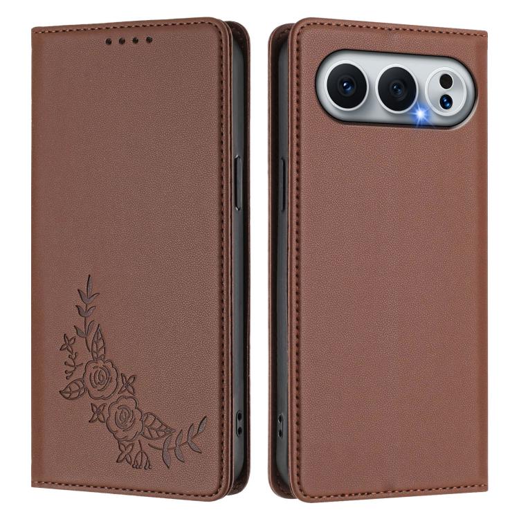 For Honor 500 / 500 Pro Global 155.8mm Peony Embossed Magnetic RFID Vegan Leather Phone Case