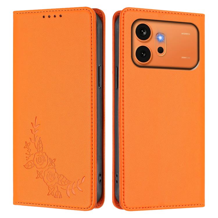 For Honor 600 Global / 600 Pro Global Peony Embossed Magnetic RFID Vegan Leather Phone Case