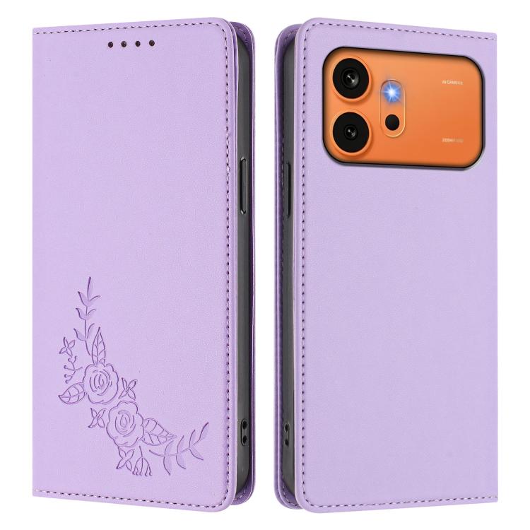 For Honor 600 Global / 600 Pro Global Peony Embossed Magnetic RFID Vegan Leather Phone Case