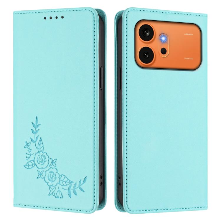 For Honor 600 Global / 600 Pro Global Peony Embossed Magnetic RFID Vegan Leather Phone Case