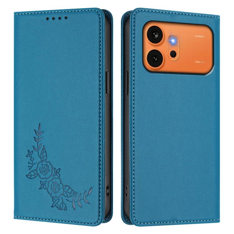 For Honor 600 Global / 600 Pro Global Peony Embossed Magnetic RFID Vegan Leather Phone Case