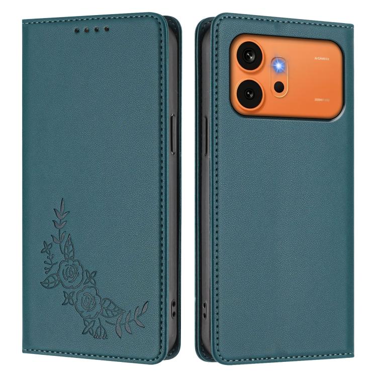 For Honor 600 Global / 600 Pro Global Peony Embossed Magnetic RFID Vegan Leather Phone Case