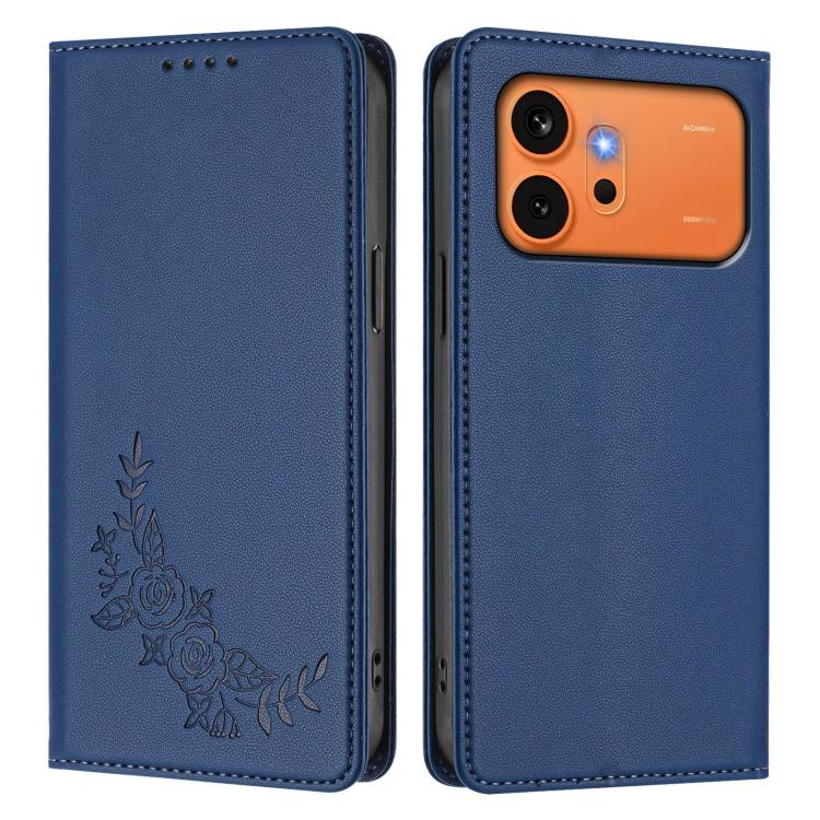 For Honor 600 Global / 600 Pro Global Peony Embossed Magnetic RFID Vegan Leather Phone Case