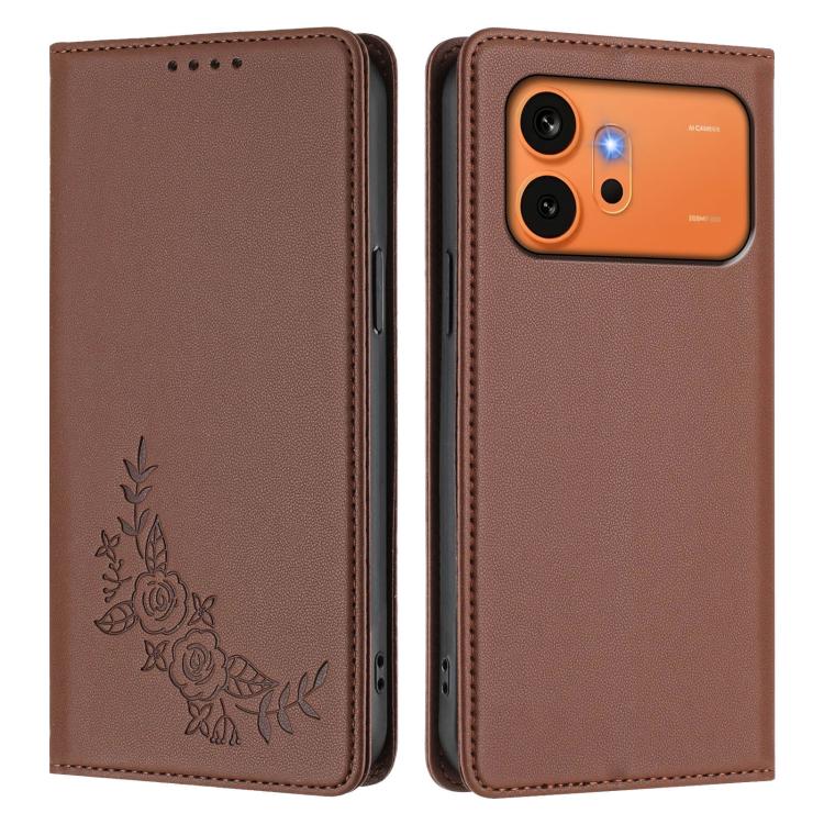 For Honor 600 Global / 600 Pro Global Peony Embossed Magnetic RFID Vegan Leather Phone Case