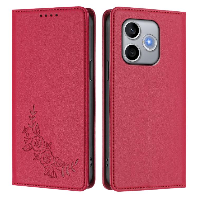 For Honor 600 Lite Global Peony Embossed Magnetic RFID Vegan Leather Phone Case
