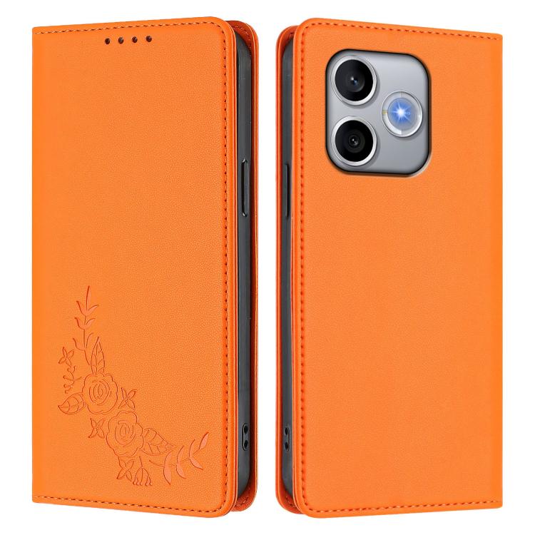 For Honor 600 Lite Global Peony Embossed Magnetic RFID Vegan Leather Phone Case