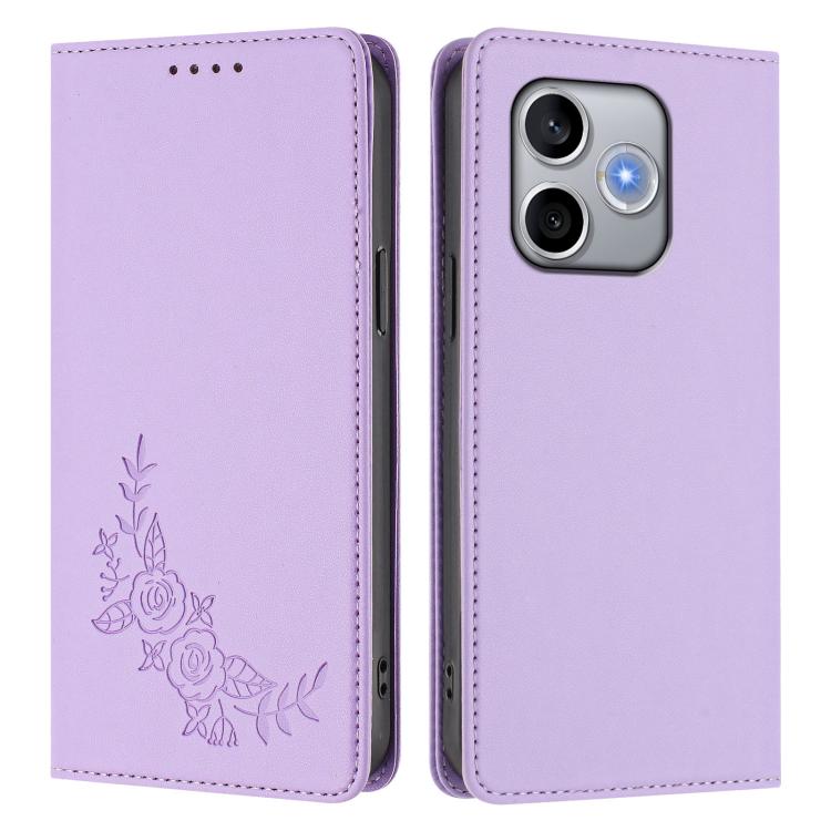 For Honor 600 Lite Global Peony Embossed Magnetic RFID Vegan Leather Phone Case