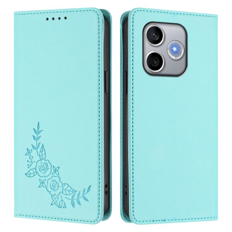 For Honor 600 Lite Global Peony Embossed Magnetic RFID Vegan Leather Phone Case