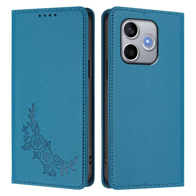 For Honor 600 Lite Global Peony Embossed Magnetic RFID Vegan Leather Phone Case